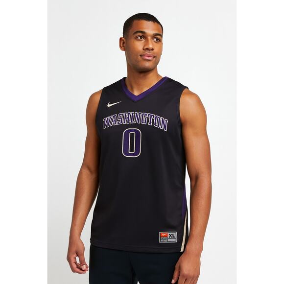 Nike Washington Huskies Basketball Jersey Men’s XL Black Purple #0 NCAA UW - Picture 1 of 16